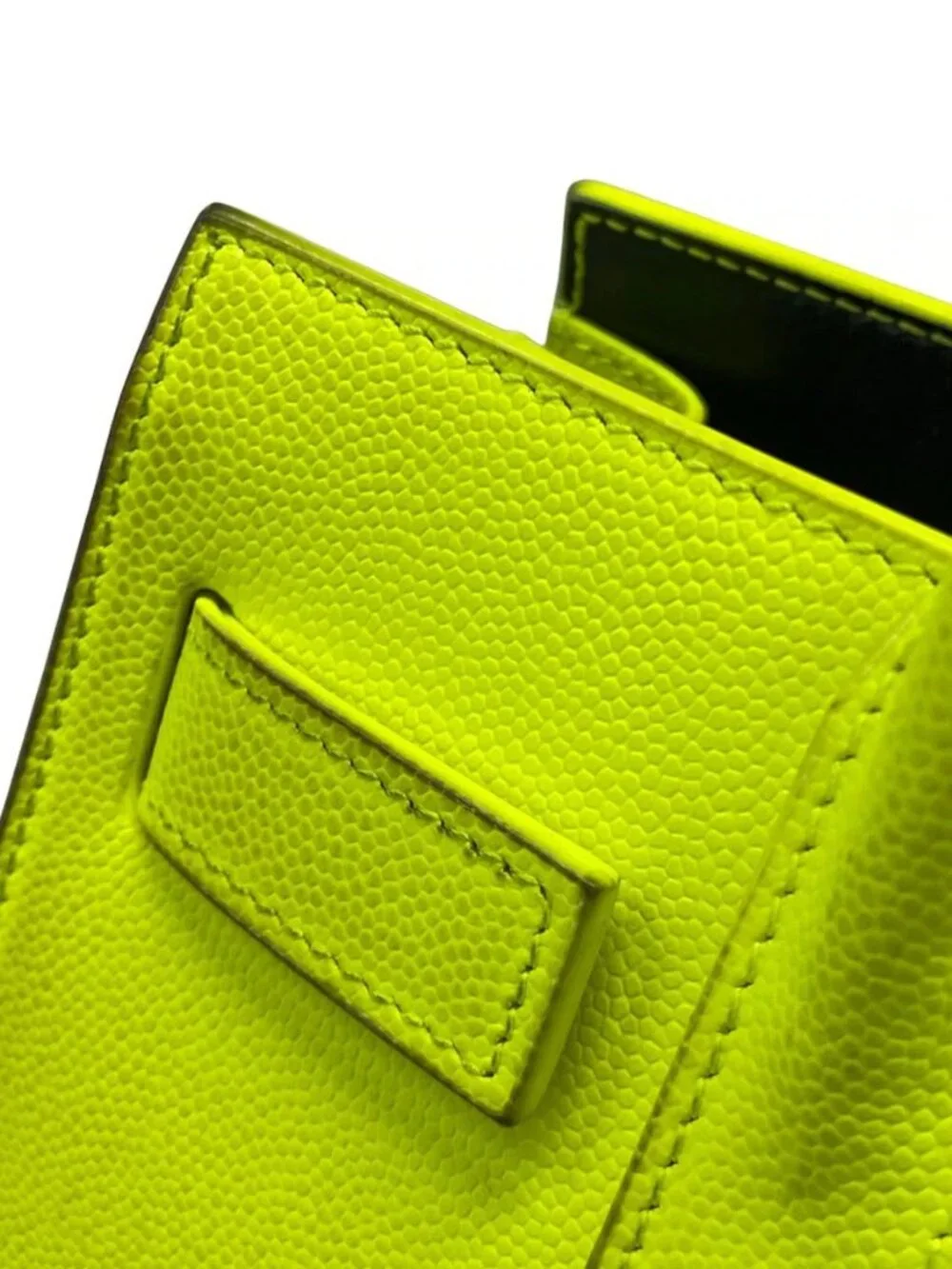 SAINT LAURENT PARIS Sucked Jules Nano 392035 Neon Yellow Leather Handbag